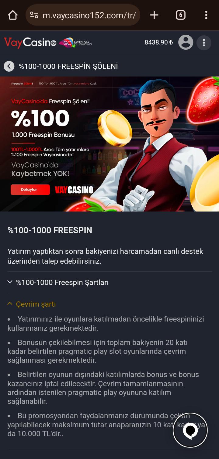 VayCasino Bahis Şartsız Bonus Teklifi
